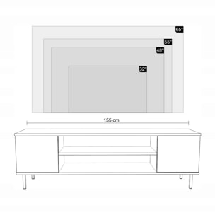 Mobile TV Focus cashmere con gambe dorate 155 cm