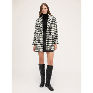 Motivi - Abrigo de malla con estampado de pata de gallo - Negro