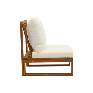 Salon de jardin d'angle 6-8 places en bois massif avec coussins déhoussables beige naturel SALSA