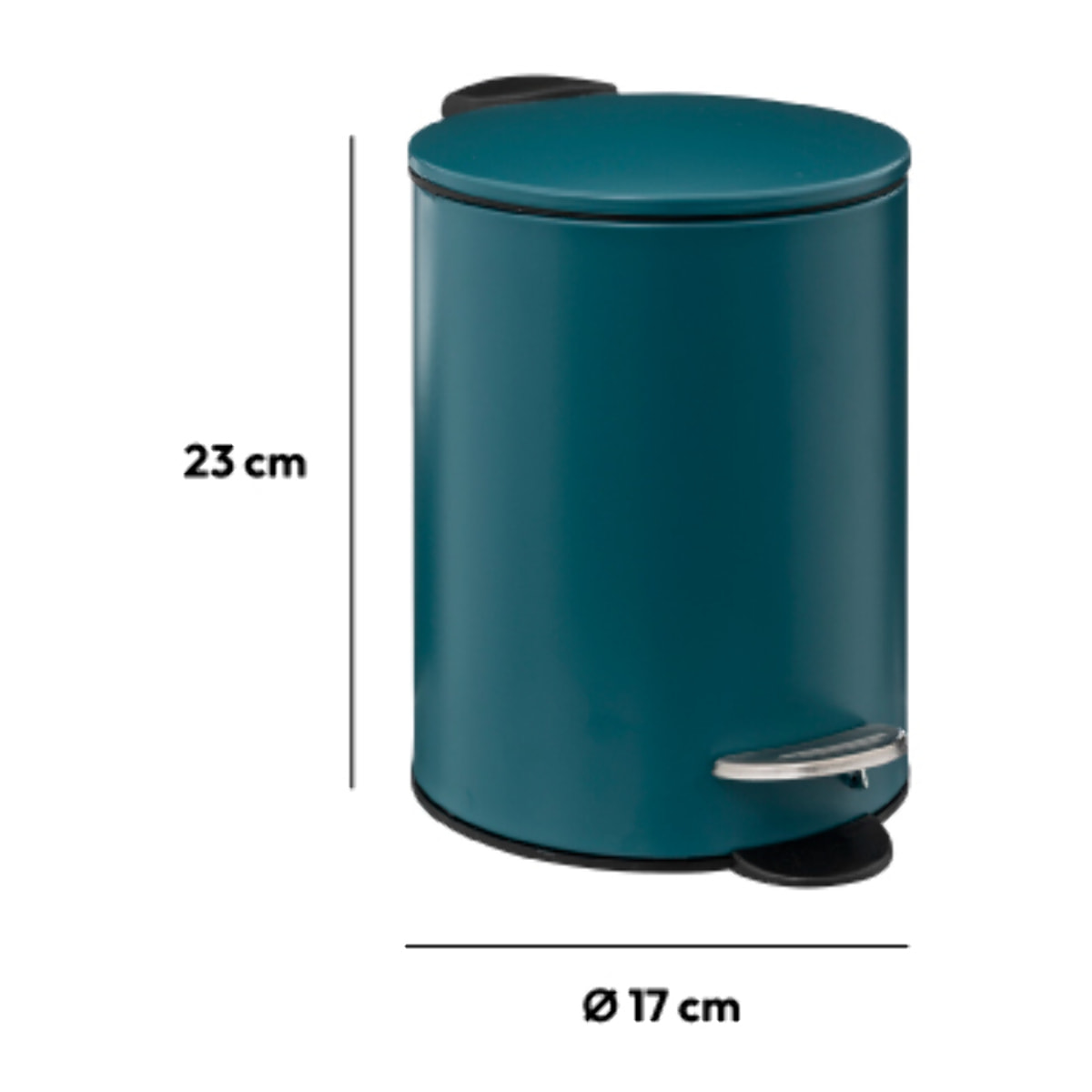 Poubelle métal Soft Close 3L Bleu pétrole Colorama