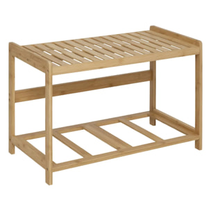 Banc de rangement "Tidy Box" avec 2 paniers en bambou marron 66,8x35cm
