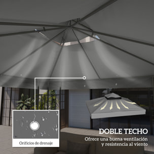 Techo de Repuesto para Cenador, 3x3 m, Cubierta de Repuesto con Techo Doble, Orificios de Drenaje y Protección UPF30+, SOLO Toldo de Recambio para Pabellón Gazebo, Gris Oscuro