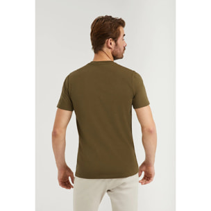 Maglietta basic verde oliva in cotone con logo Rigby Go