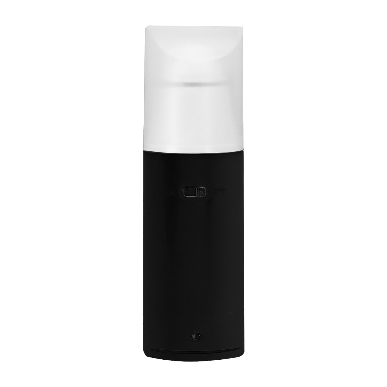 Ventilatore portatile con cappuccio, dotato di 2 pale pieghevoli e pulsante laterale di accensione.