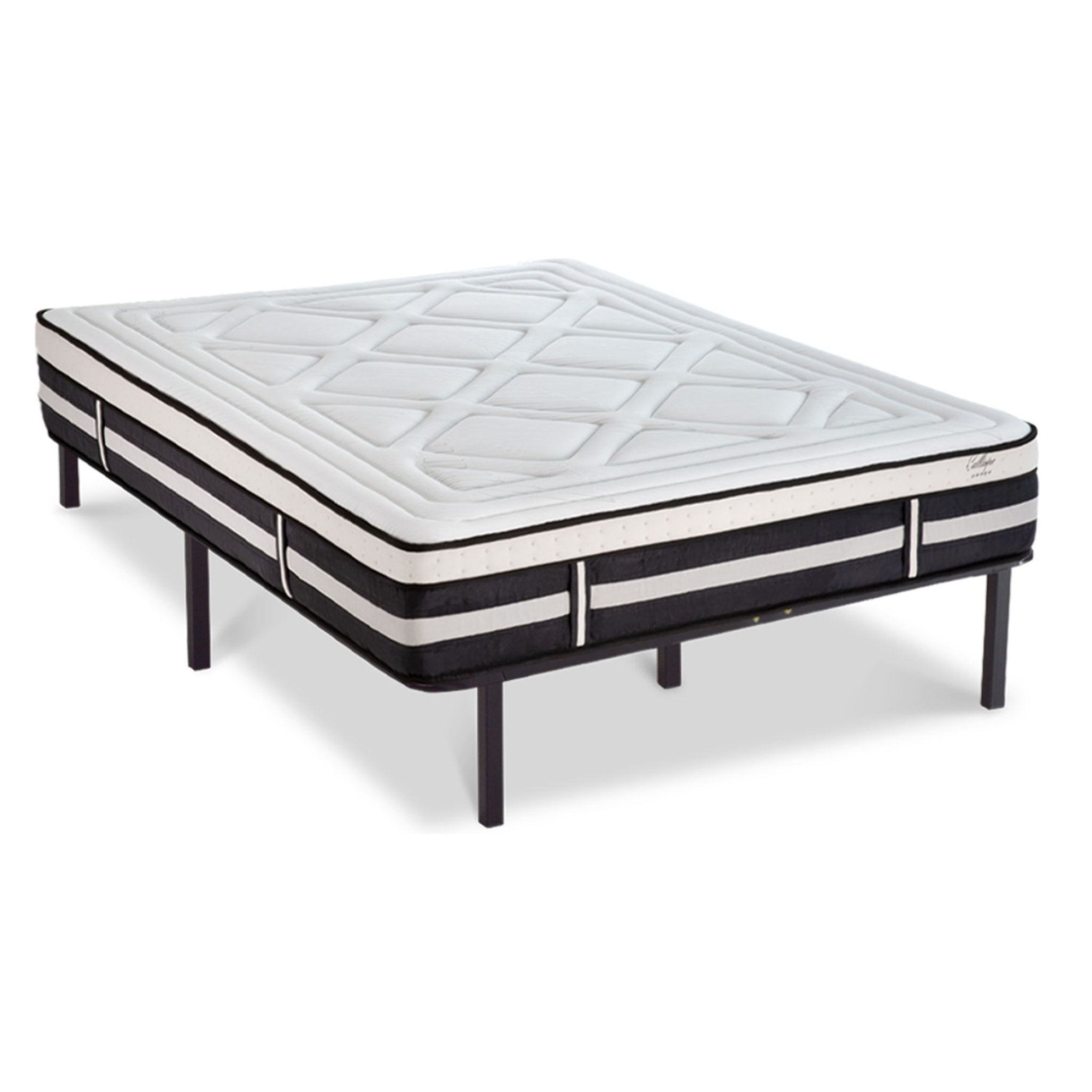 Ensemble Matelas Calliope mémoire de forme - 28cm + sommier cadre métal morphologique - 2 Places
