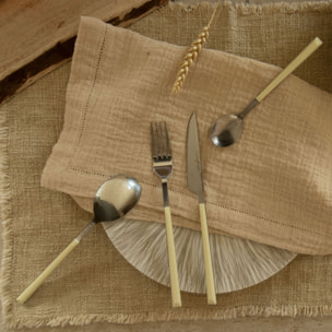 Lot de 6 cuillères à café crème en acier inoxydable  COLORAMA