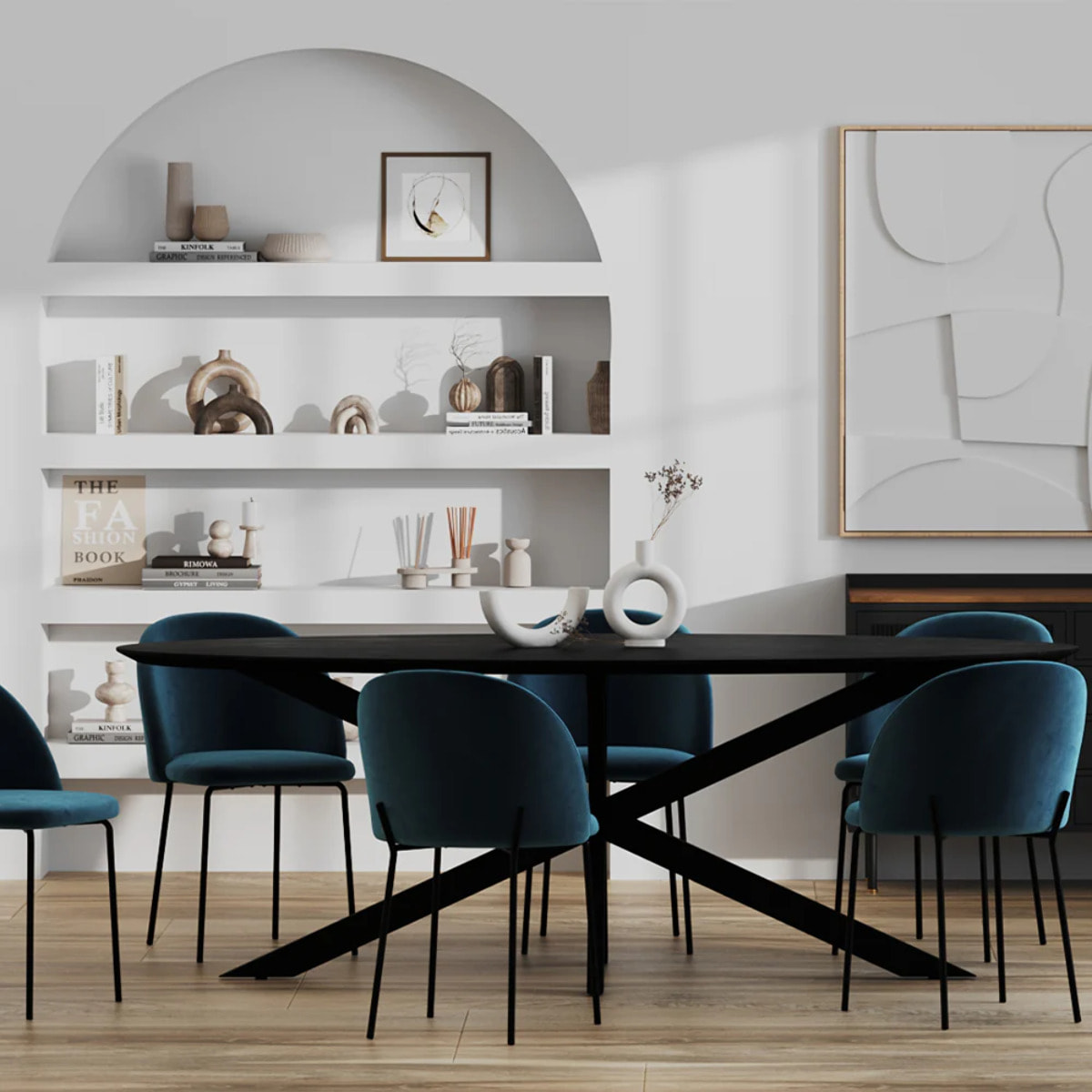 Lot de 2 chaises en velours bleu foncé - Karl