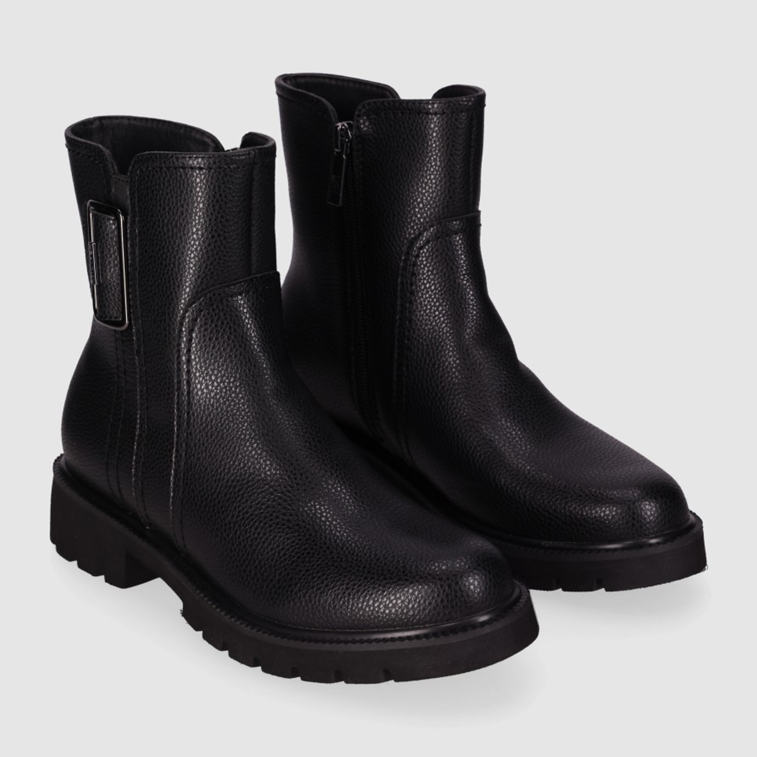 Botines de Piel - Negro - Tacón: Bajo