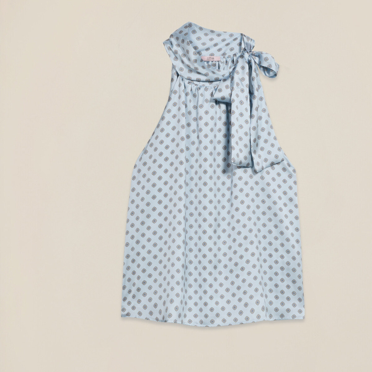 Oltre - Top de satén con lazo - Light - blue