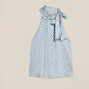 Oltre - Top de satén con lazo - Light - blue