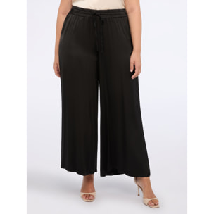 Fiorella Rubino - Pantaloni wide leg in raso stretch - Nero