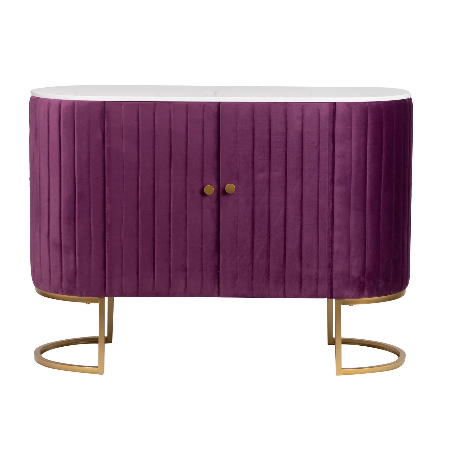 Aparador Velvet-marmol Morado-dorado 120x48x85 Cm