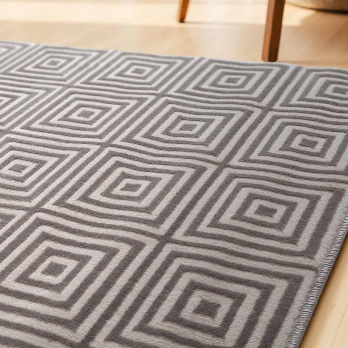 Tapis salon, motif géométrique relief, taur, chaleureux