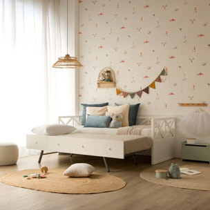 Lit gigogne Niza -bois massif d'araucaria et panneau mdf-couleur laqué blanc mat 210 x 78 x 99 cm