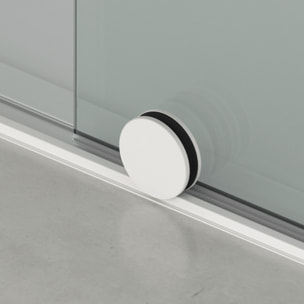 X-MOTION 110x200cm Paroi en verre coulissante Crystal Glass® 8 mm anticalcaire, avec bras et profilés Blanc (SATBWIXM110B)