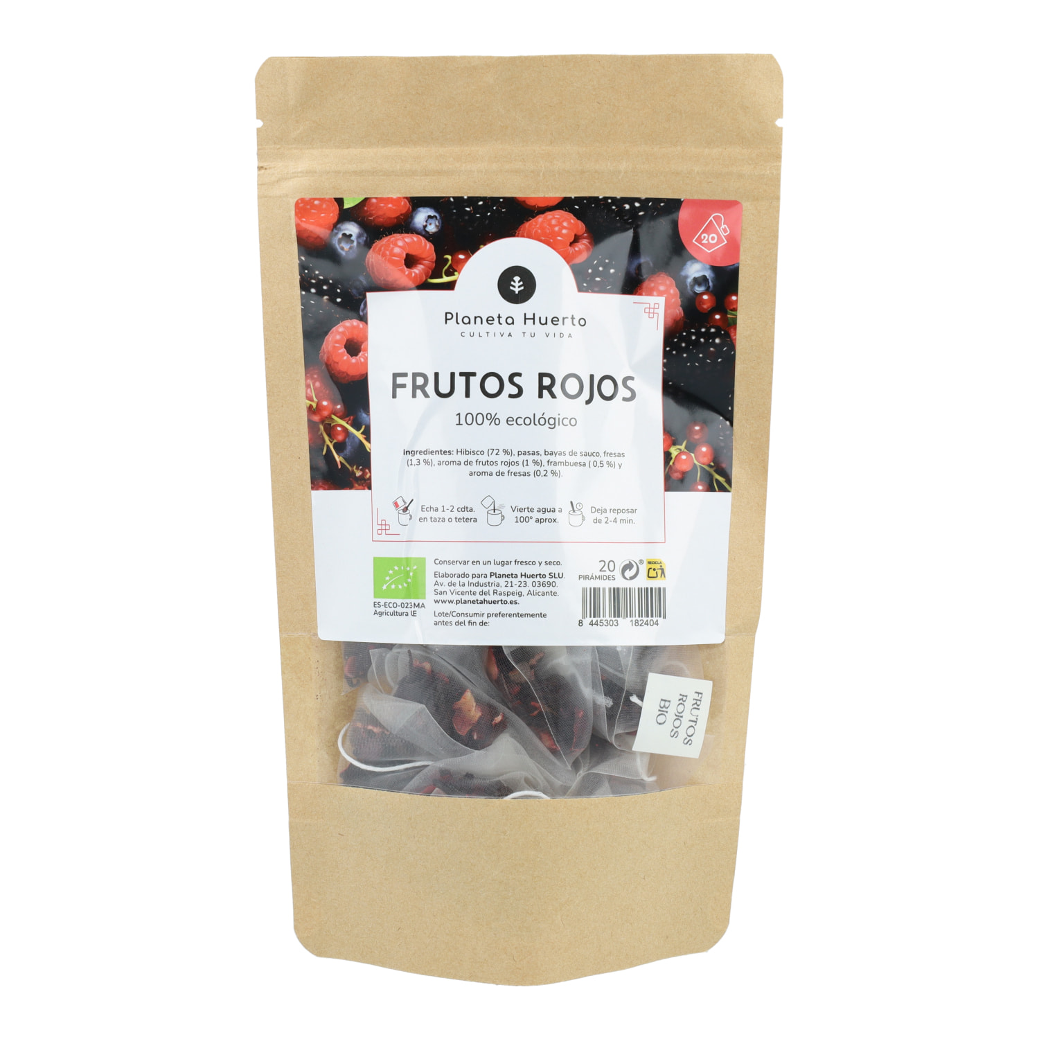 PLANETA HUERTO | Frutos Rojos ECO 20 Pirámides – Infusión Rica en Antioxidantes y Fitoquímicos Naturales