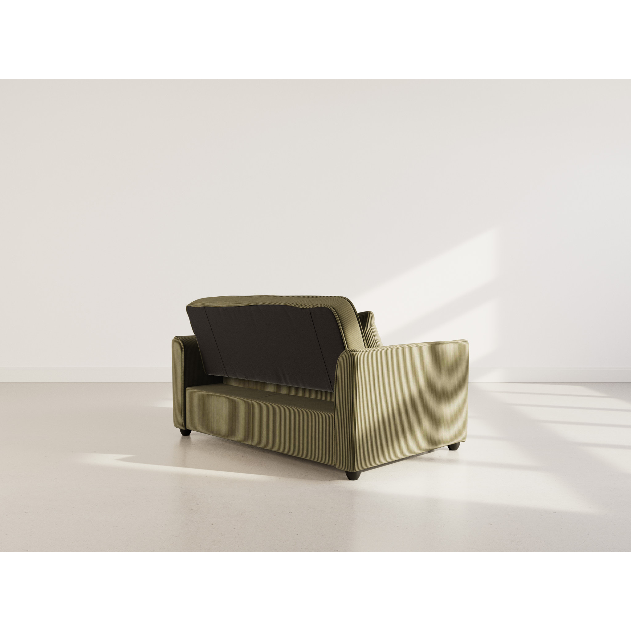 Ernest - Canapé droit 2 places convertible en velours côtelé - Vert