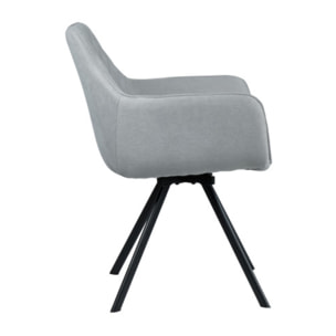 Chaise pivotante 360 en lin accoudoirs et pieds en métal noir - BERLIN
