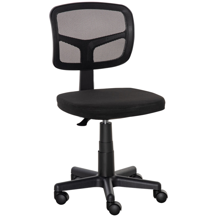 Vinsetto Silla de Oficina Ergonómica de Malla Silla de Escritorio Giratoria 360° con Altura Ajustable Soporte Lumbar Transpirable y Ruedas 43x48x77,5-89,5 cm Negro