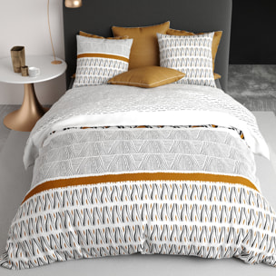 Parure housse de couette imprimé 100% coton - louxor - gris