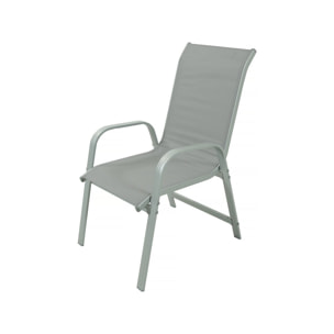 Salon de jardin repas "Lagos" - 200/320 x 105 x 76 cm - 12 chaises - Gris clair
