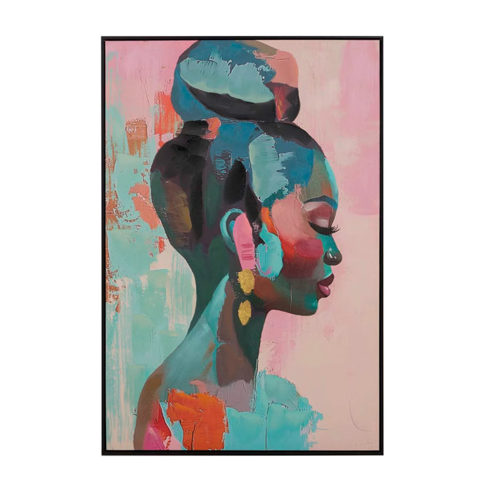 Cuadro Africana Con Marco Negro 80x4x120 Cm