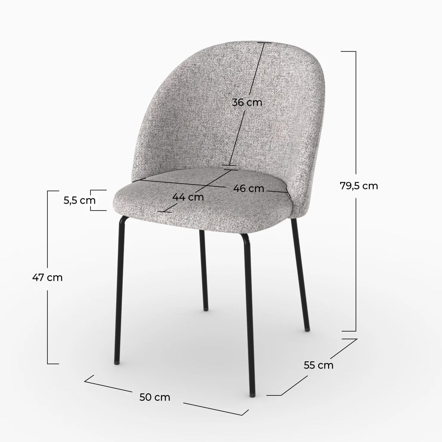 Lot de 2 chaises en tissu chiné gris clair - Karl