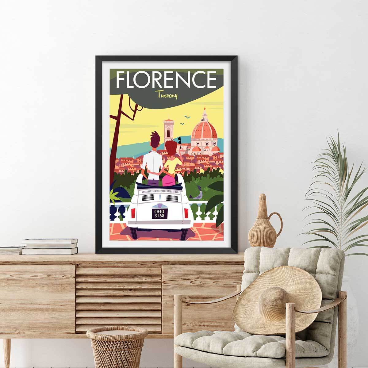 Affiche voyage à florence Affiche sous cadre noir