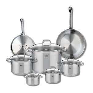 Ensemble de 2 Poêles de cuisson 24 et 28 cm et 5 faitouts 12, 14, 16, 20 et 26 cm Elo Profi Citrin