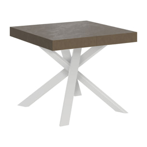 Tavolo allungabile 90x90/194 cm Clerk tortora gambe bianche