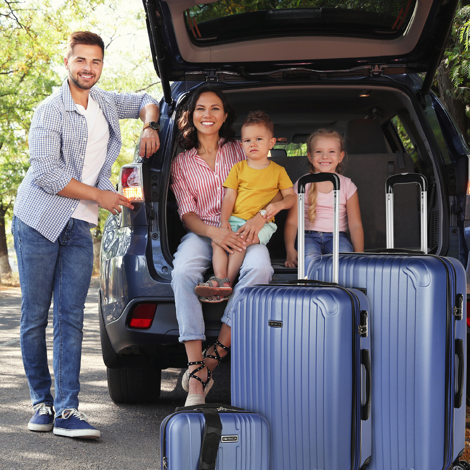 Juego De Maletas Rígidas Abs Itaca Sevron Azul Zafiro