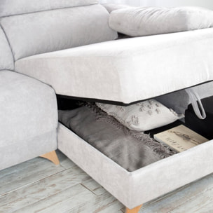 Canapé d'angle Dandy -textile, mousse pu, bois et panneau de particules-couleur beige 295 x 103 x 170 cm