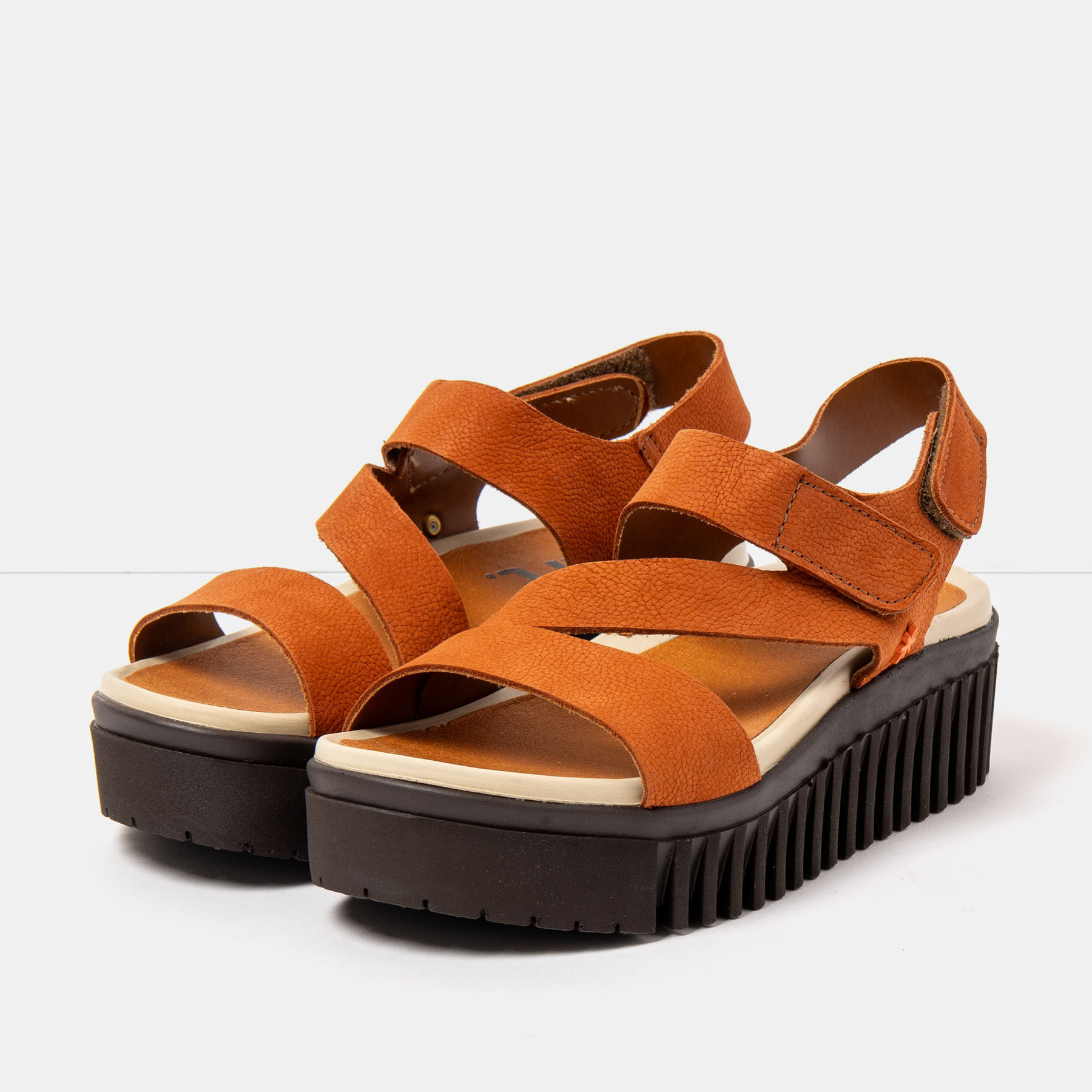 Sandalia de cuña 1573 NOBUCK D.ORANGE-BROWN/BRIGHTON color Dark orange-brown