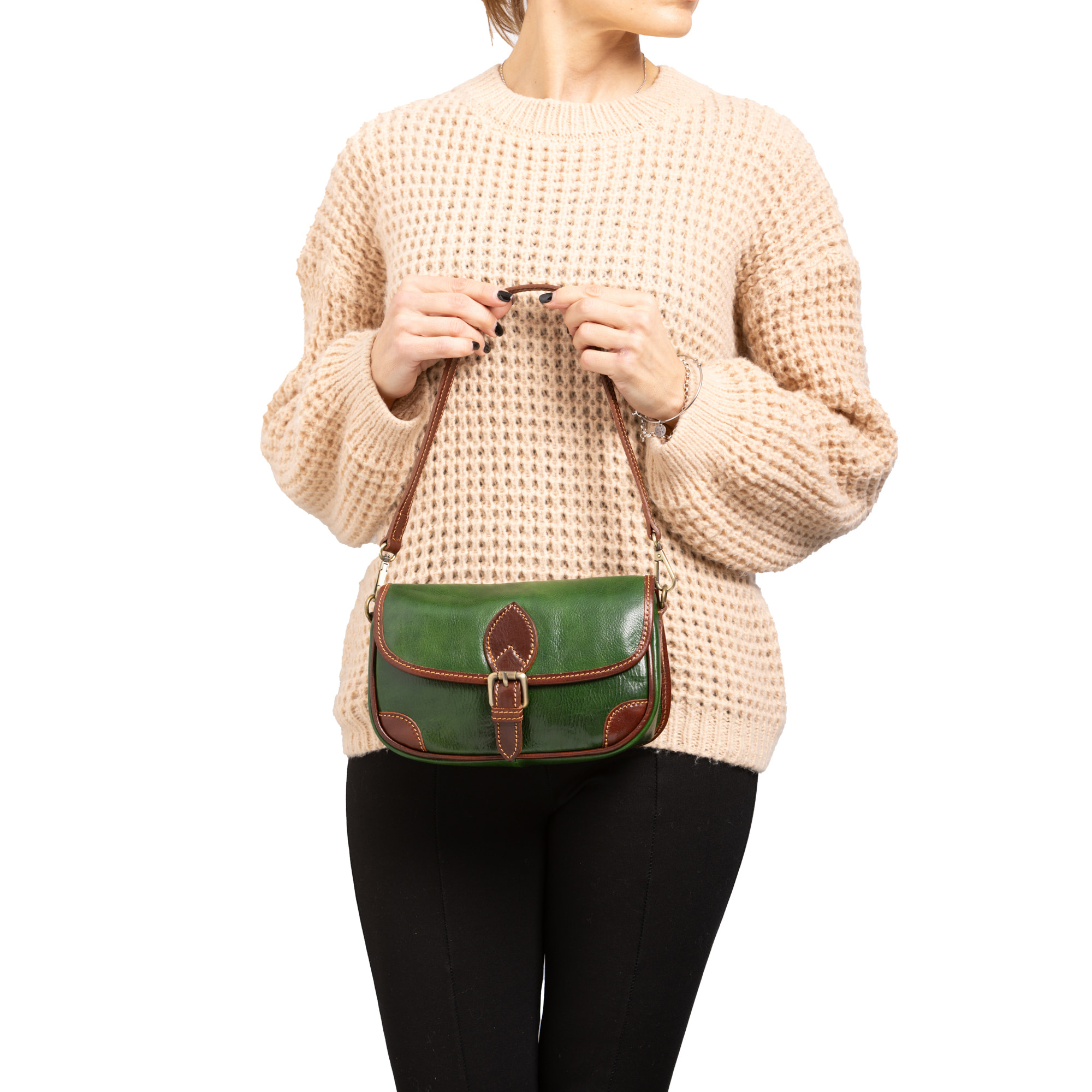 Borsa a spalla  da donna In Vera pelle Made in Italy 14x23x9 cm