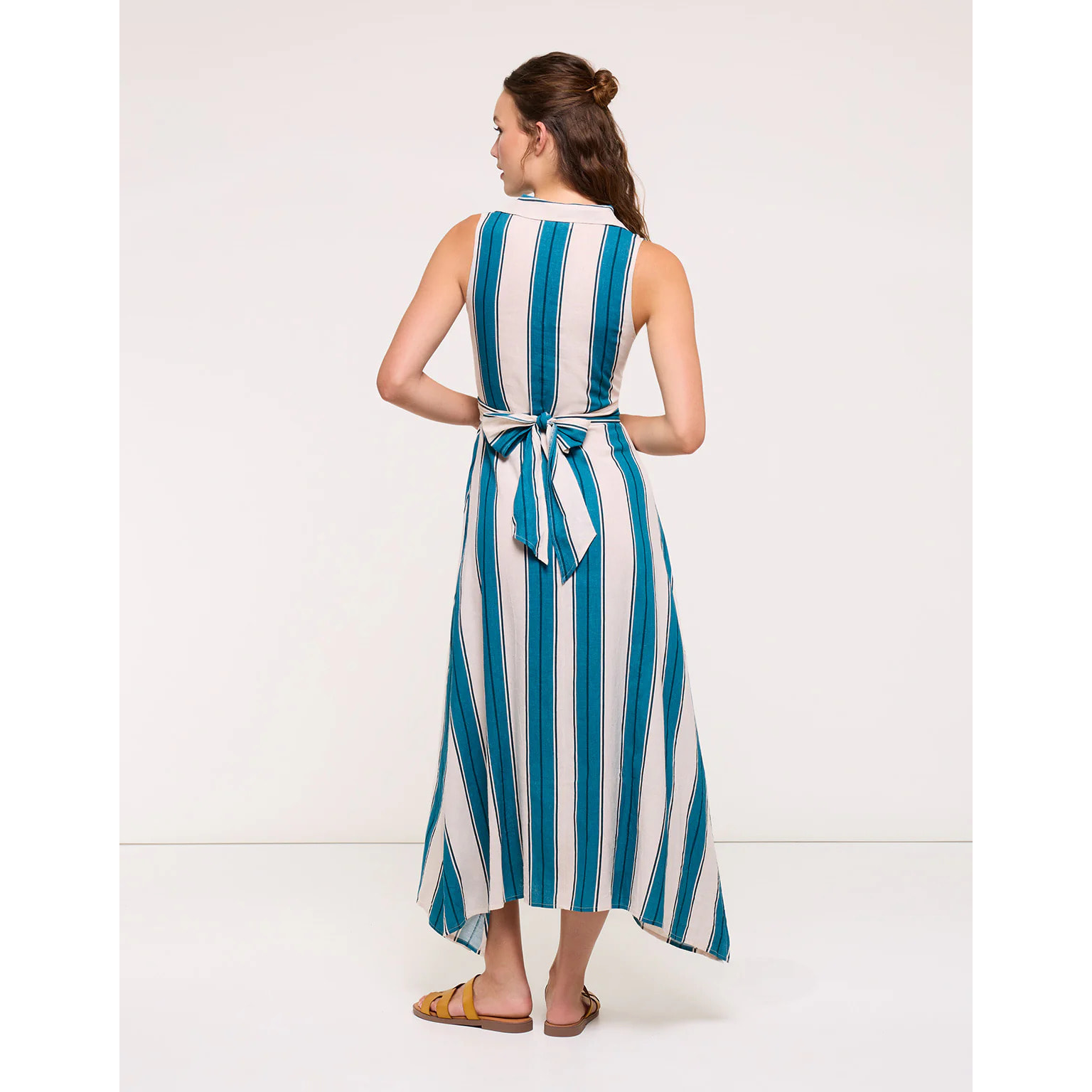 Vestido Midi Turquesa Rayas - Dianes