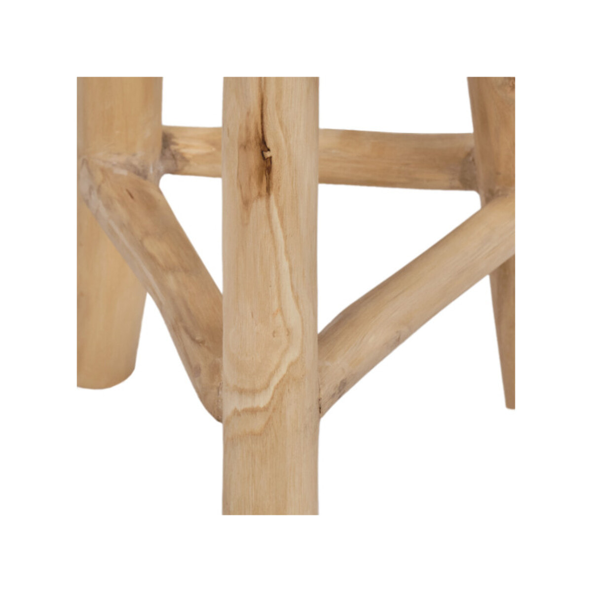 Tabouret rond artisanal 45 cm de haut en bois de teck - PLUTO