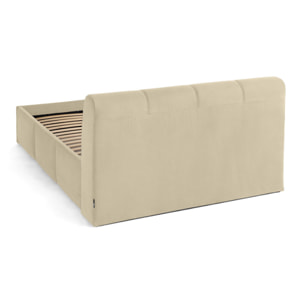 Elysia - lit coffre - 140x190 - en velours - sommier inclus - Beige