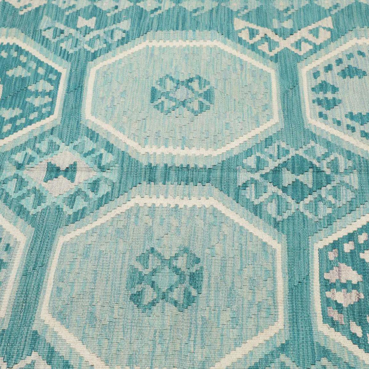 Tapis kilim, motif géométrique authentique, tissage plat en laine