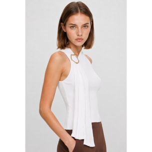 Kocca - Maglia smanicata asimmetrica a costine con anello Donna