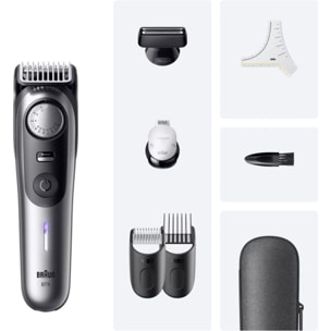 Tondeuse barbe BRAUN BT9520, molette réglable, 50 hauteurs de coupe, précision 0,25 mm, autonomie 180 mn