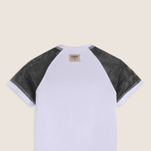 Vestitino Bambina Maxi T-Shirt con Maniche in Mesh Lurex