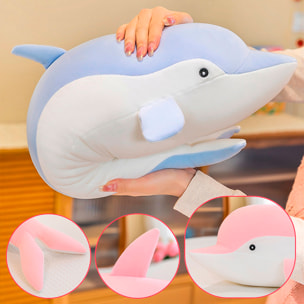 Cuscino extra-morbido e soffice design delfino rosa. 44 cm.