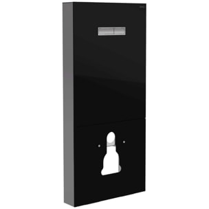 Pack Bâti support en verre trempé/aluminium brossé avec plaque intégrée, Noir brillant + WC sans bride SAT + Abattant softclose