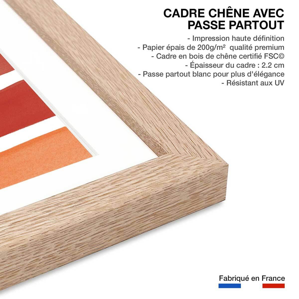 Poster pop angle Affiche + cadre en bois - Chêne