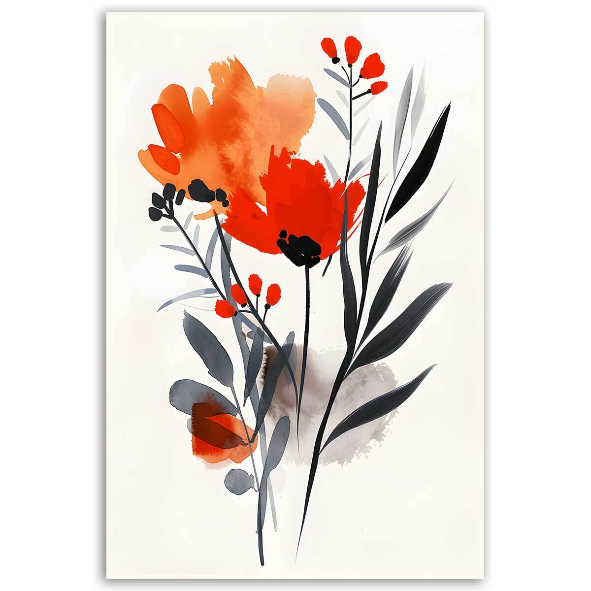 Tableau fleurs aquarelle éclatantes Toile imprimée