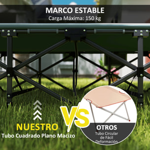 Cama Plegable Camping Cama de Acampada Portátil Tumbona de Camping con Reposacabezas y Bolsillo Lateral Carga 150 kg para Playa Senderismo 187x67x37 cm Gris