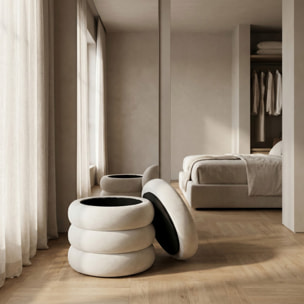 Pouf Contenitore Rotondo in Velluto con Coperchio, Seduta Imbottita con Vano Contenitore Salvaspazio dallo Stile Elegante per Soggiorno, Camera da Letto e Ingresso