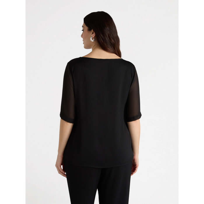 Fiorella Rubino - Blusa con escote de pico - Negro