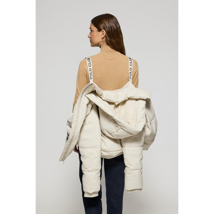 Chaqueta acolchada gris Glacier de capucha fija y detalles Polo Club