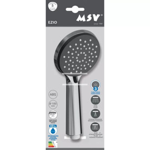 Pommeau de douche MSV Ezio Chrome – 3 fonctions – Économie d'eau 69 % – Ø 100 mm